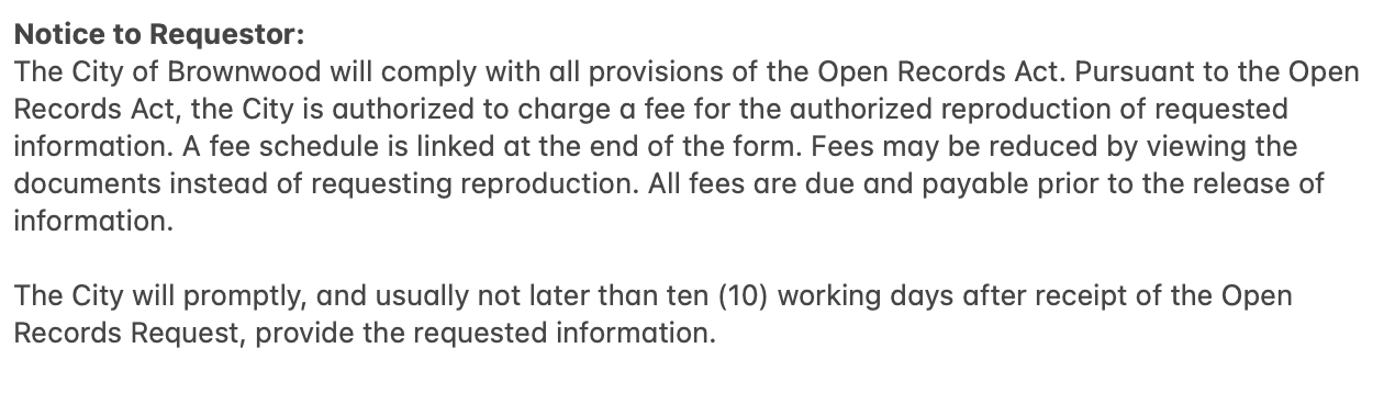 ORR: Notice to Requestor