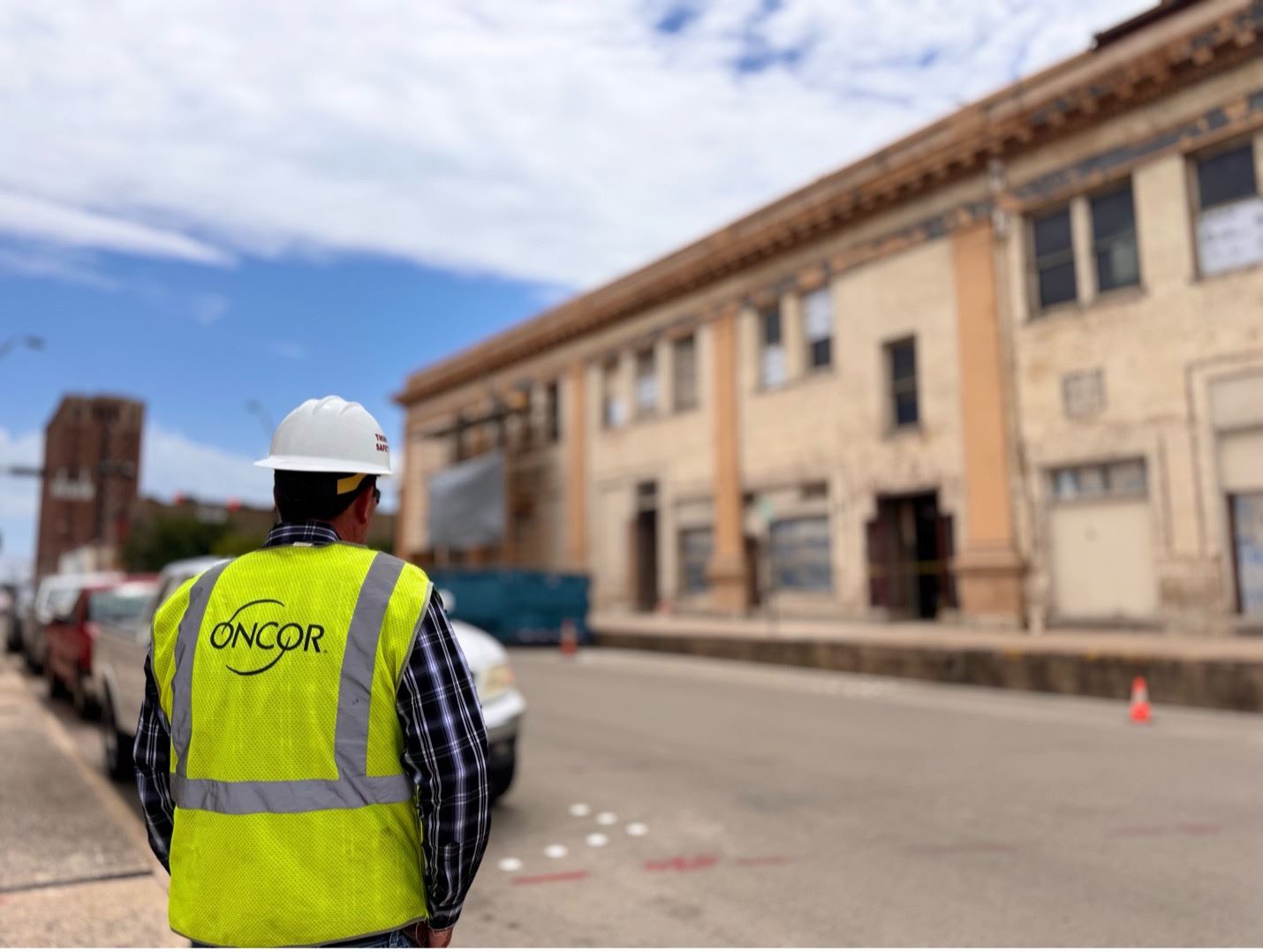 Oncor doing a site visit of downtown for future utility projects