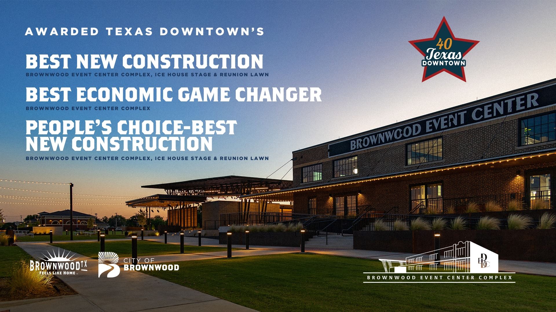 Texas Downtown Awards Categories for the Brownwood Event Center Complex